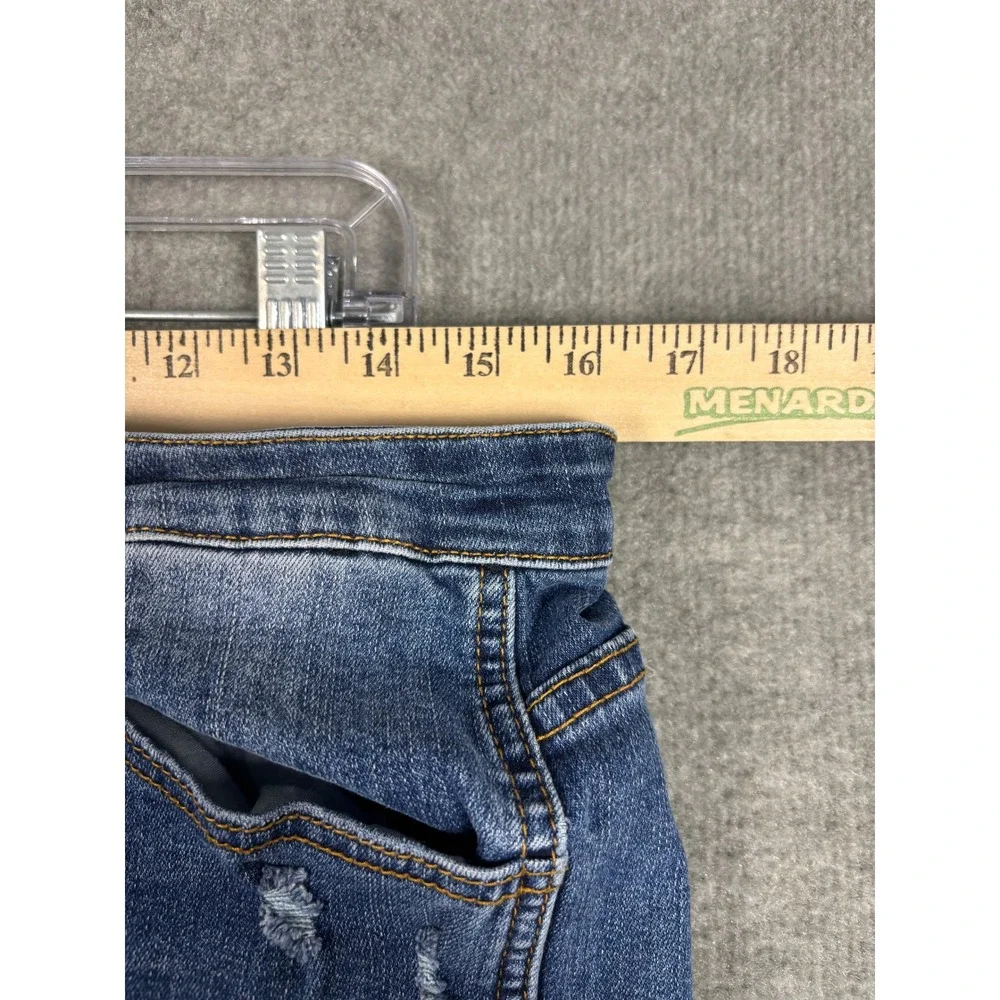 KanCan KC5109M High Rise Button Fly Floral Embroidered Distressed Jeans 31 Blue